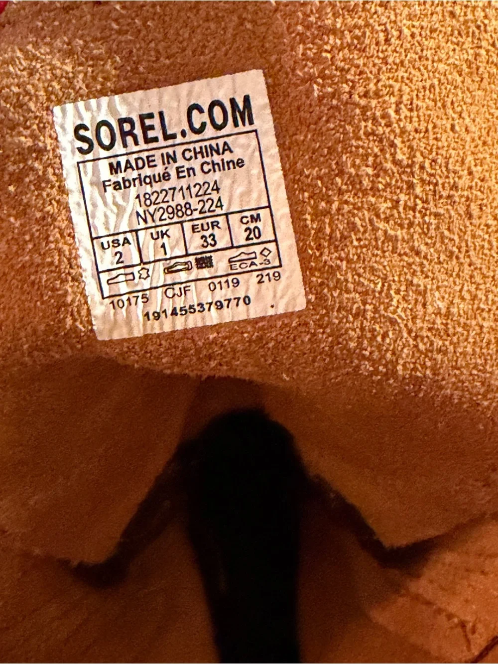 Sorel Joan of Arctic Boot Tan Leather Wedge Heel Lace Up Booties Girls Size 2